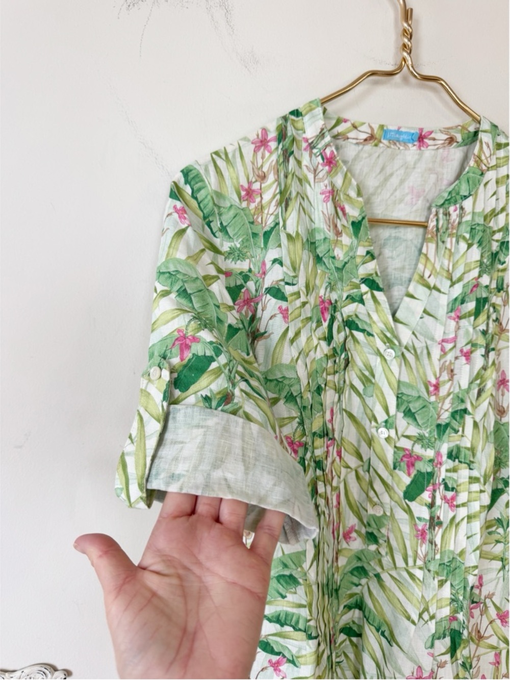 J. Mclaughlin Riviera Coral Gables Tropical Floral Linen Shirt Dress Pockets S - Picture 7 of 10
